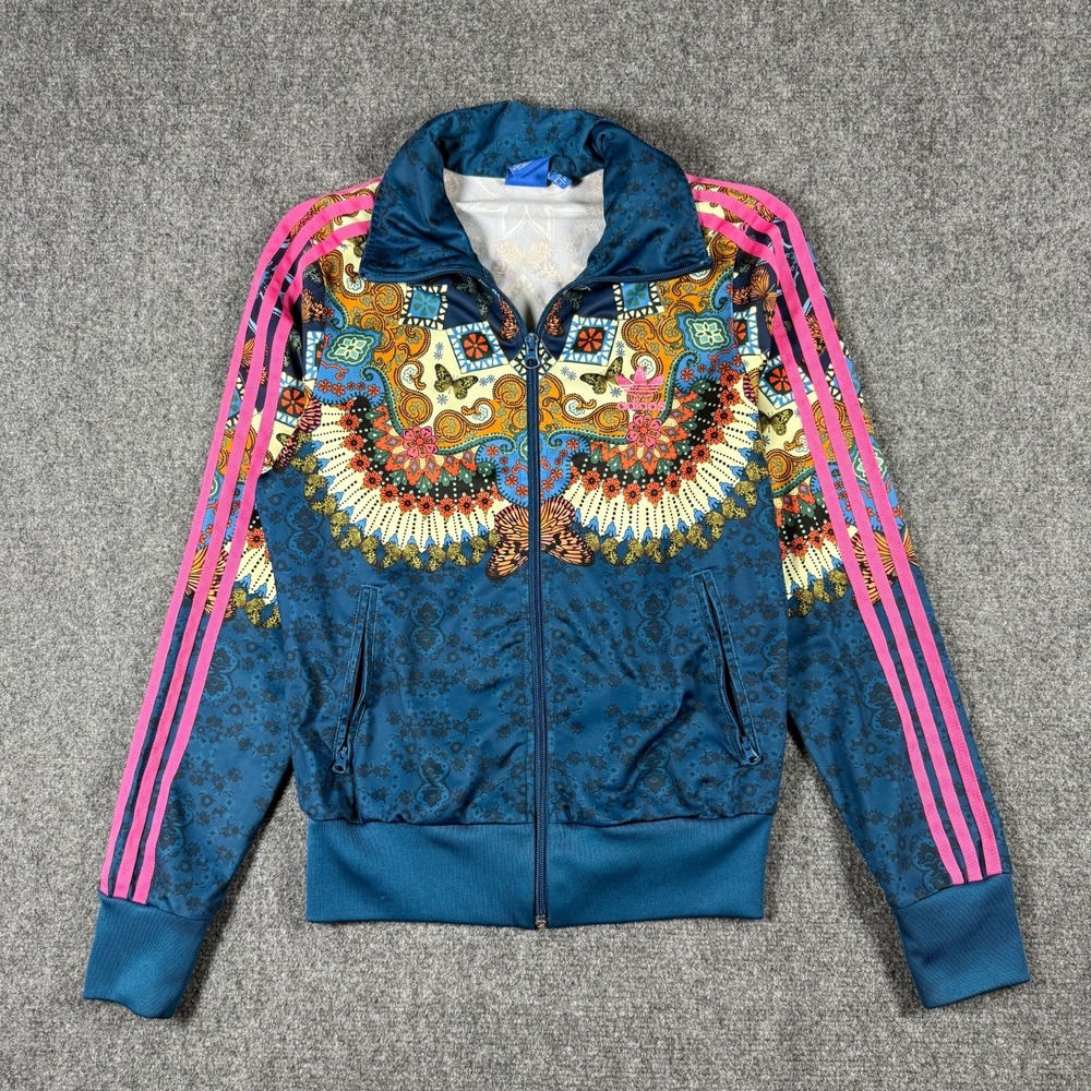 ADIDAS Farm Rio Borbomix Track Jacket Women Small Blue Butterfly Firebird Floral